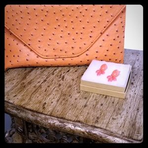 Faux alligator clutch bag and earrings
